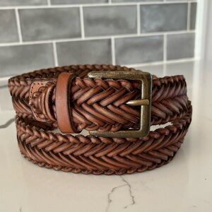 American Eagle Braided Leather Whiskey Colored Belt Boho Western Country Cowgirl